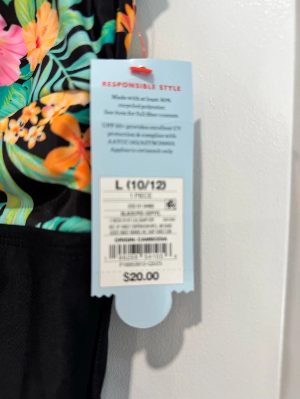 Kids Floral Tropical Short-Sleeve One-Piece Swimsuit - Black & Multi